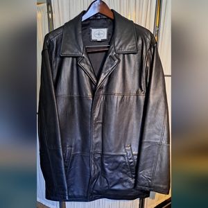 LINEA UOMO Black Lambskin Leather Drivers Jacket 3 Button Size L